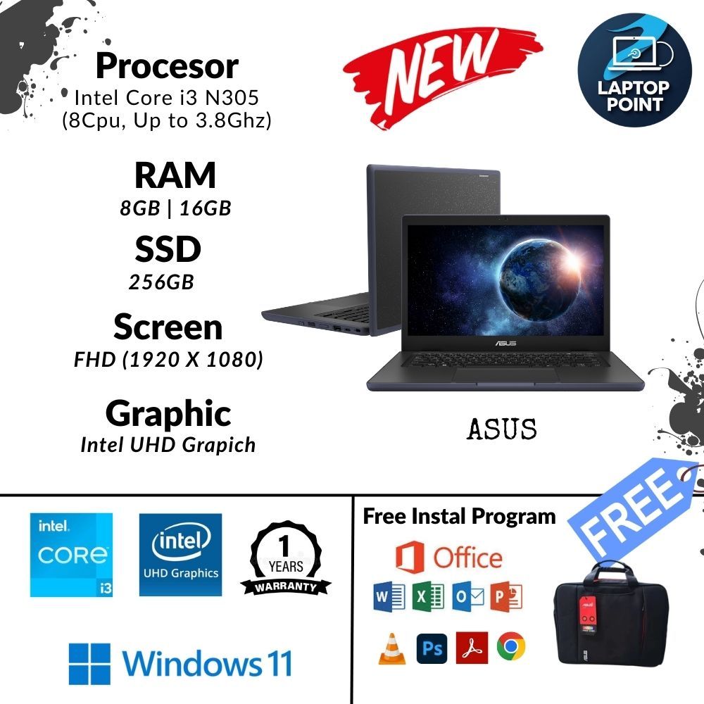 Laptop Baru Asus BR1402 Intel Core i3 N305 8/512