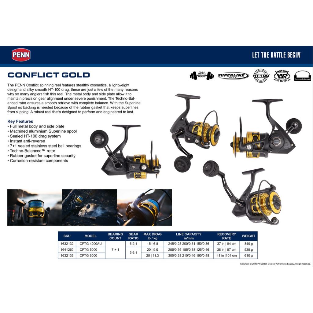 REEL PENN CONFLICT GOLD power handle 4000/5000