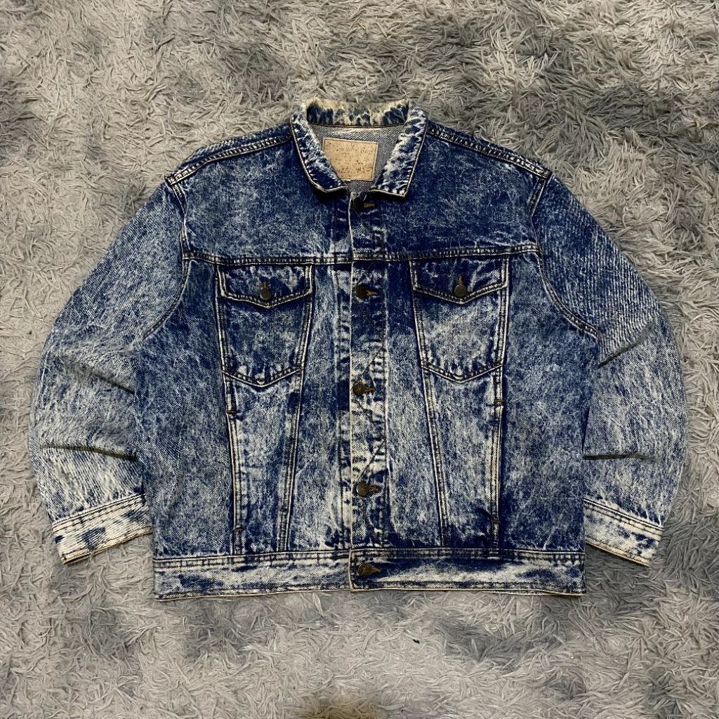 80's edwin gold rush vintage acid denim jacket sz L