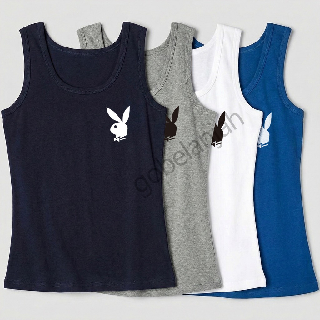 Kaos Singlet Pria Dewasa / Kaos Singlet Pria Logo Motif Playboy / Baju Singlet Pria Dewasa / Kaos Ku