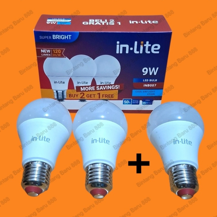 in-Lite Paket Bohlam INB007 9watt  Beli 2 Gratis 1 / In-Lite Paket Lampu LED INB007 9 Watt 2 Gratis 