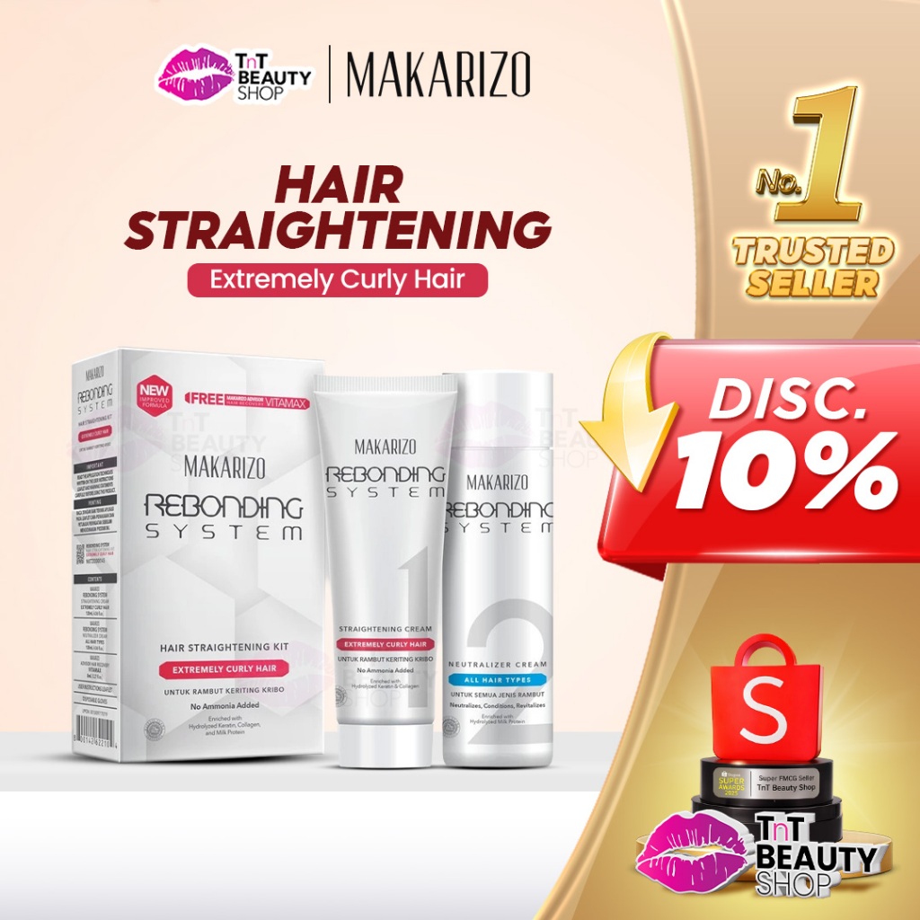 Makarizo Rebonding System Hair Straightening Extremely Curly Hair 120 mL | Pelurus Rambut Keriting K