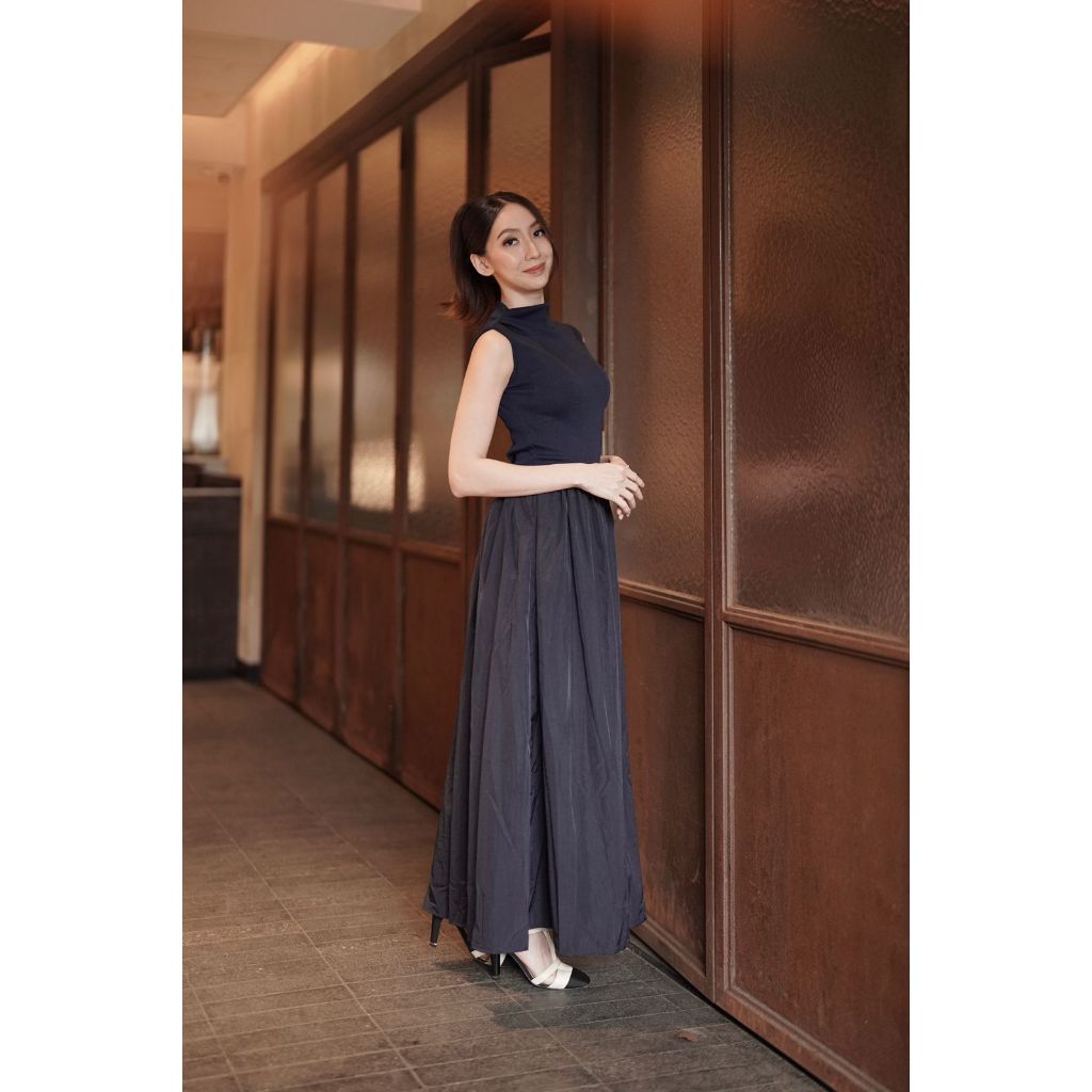 Sharon Long Dress Navy - Atvezzo Dress