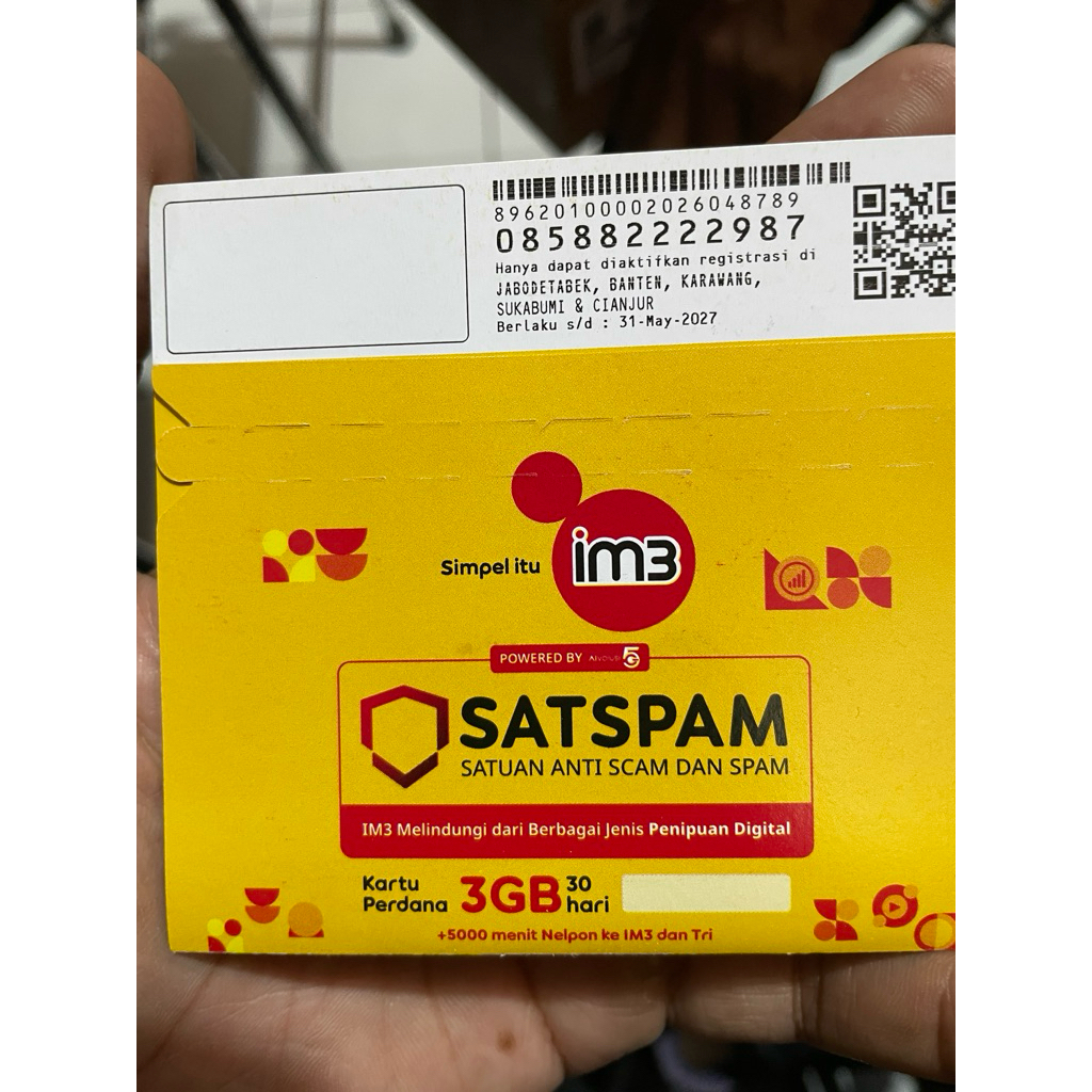 sp/kartu perdana indosat 3GB