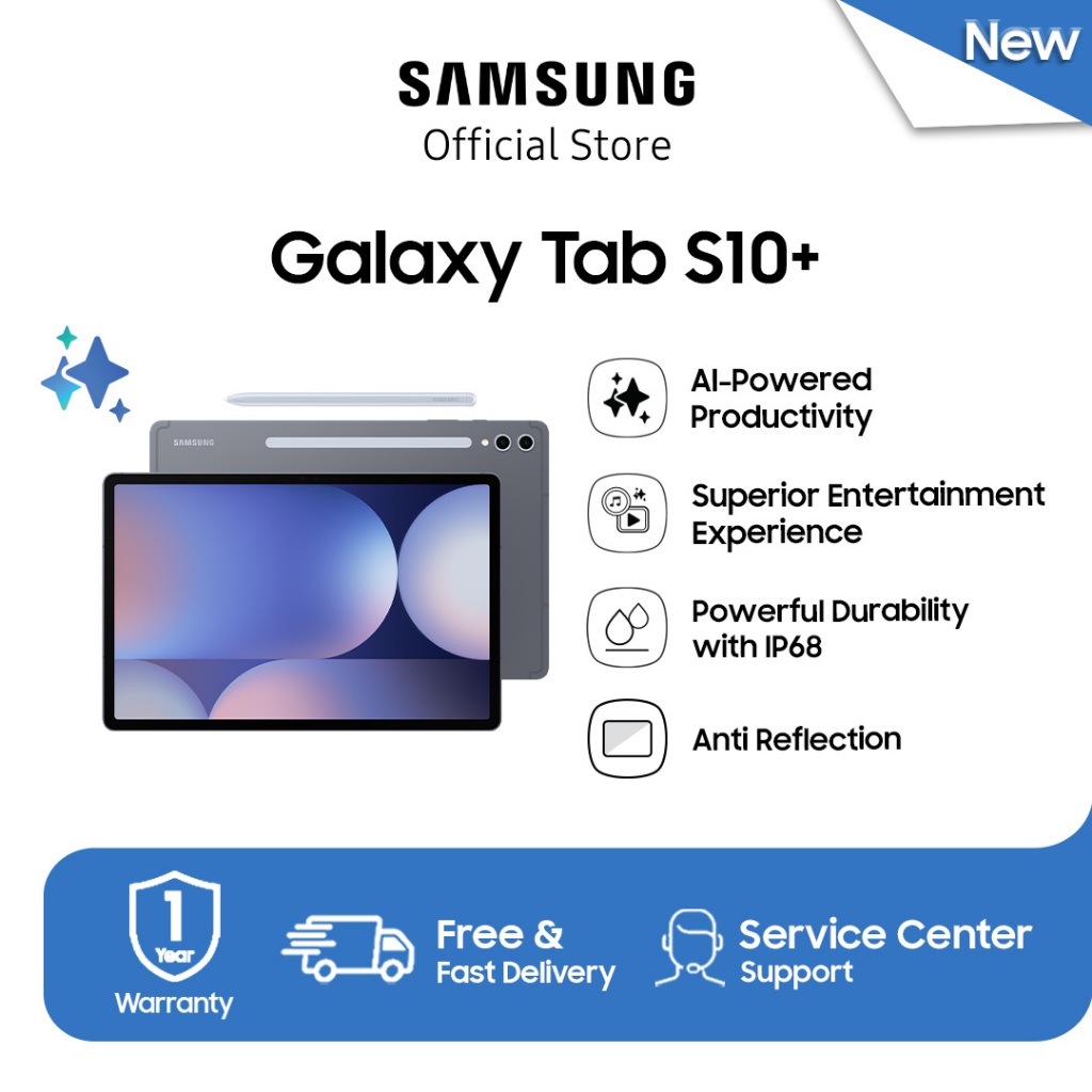 Samsung Galaxy Tab S10+ 5G 12/256GB - Gray, Tablet AI, Galaxy AI, Layar besar