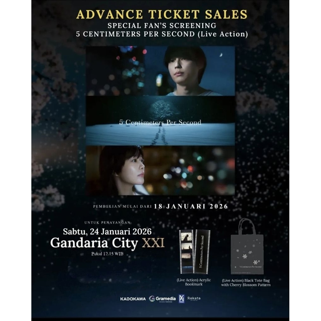 READY STOCK OFFICIAL MERCHANDISE FAN SCREENING LIVE ACTION 5 CENTIMETERS PER SECOND