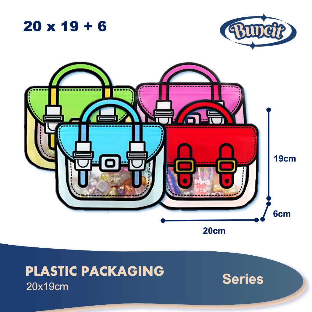 Plastik Sling Bag 20x19cm 2D Standing Pouch \ Kemasan Snack Zipper Souvenir Acara Anak Kartun