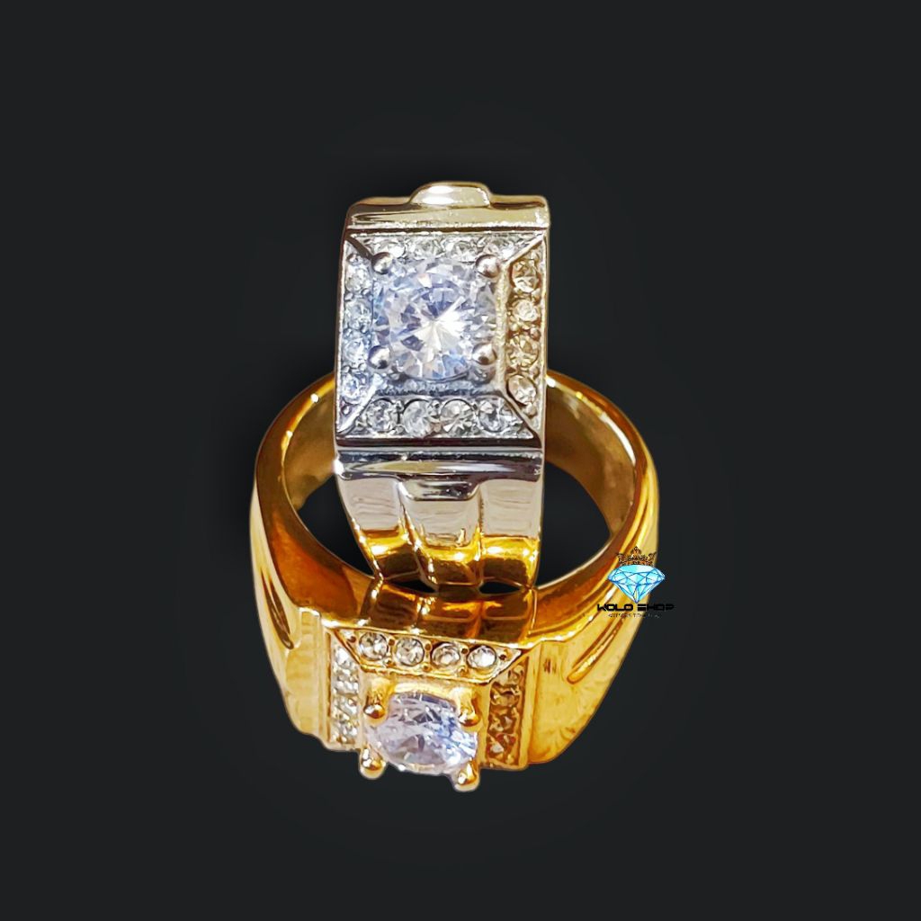 Cincin Titanium Pria Permata Diamond Super Mewah