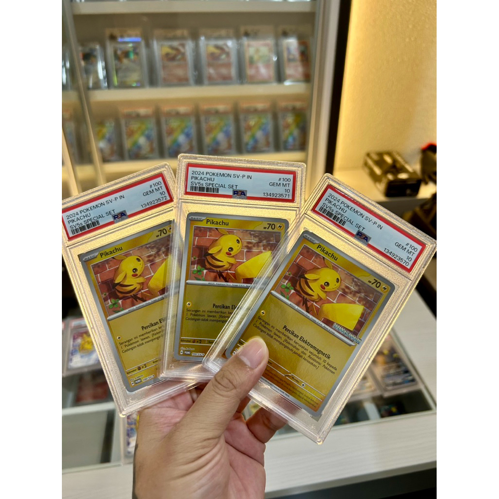 Pikachu paradoks andalan TIGA card SEQUENTIAL (urut) PSA graded Mint/ Gem Mint kartu POKEMON tcg car
