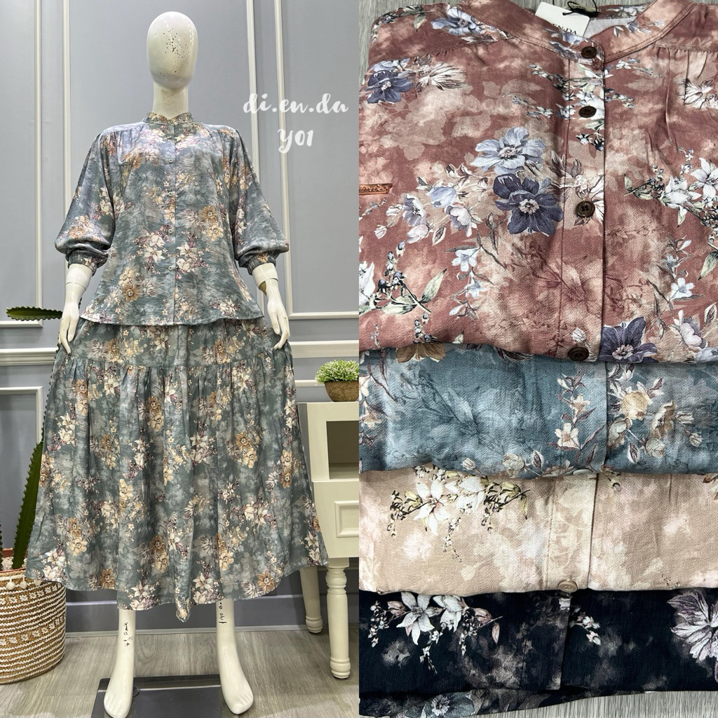 SET ROK SALVINA yS/ DIENDA crespo PRINT MOTIF  (aura) Nyaman