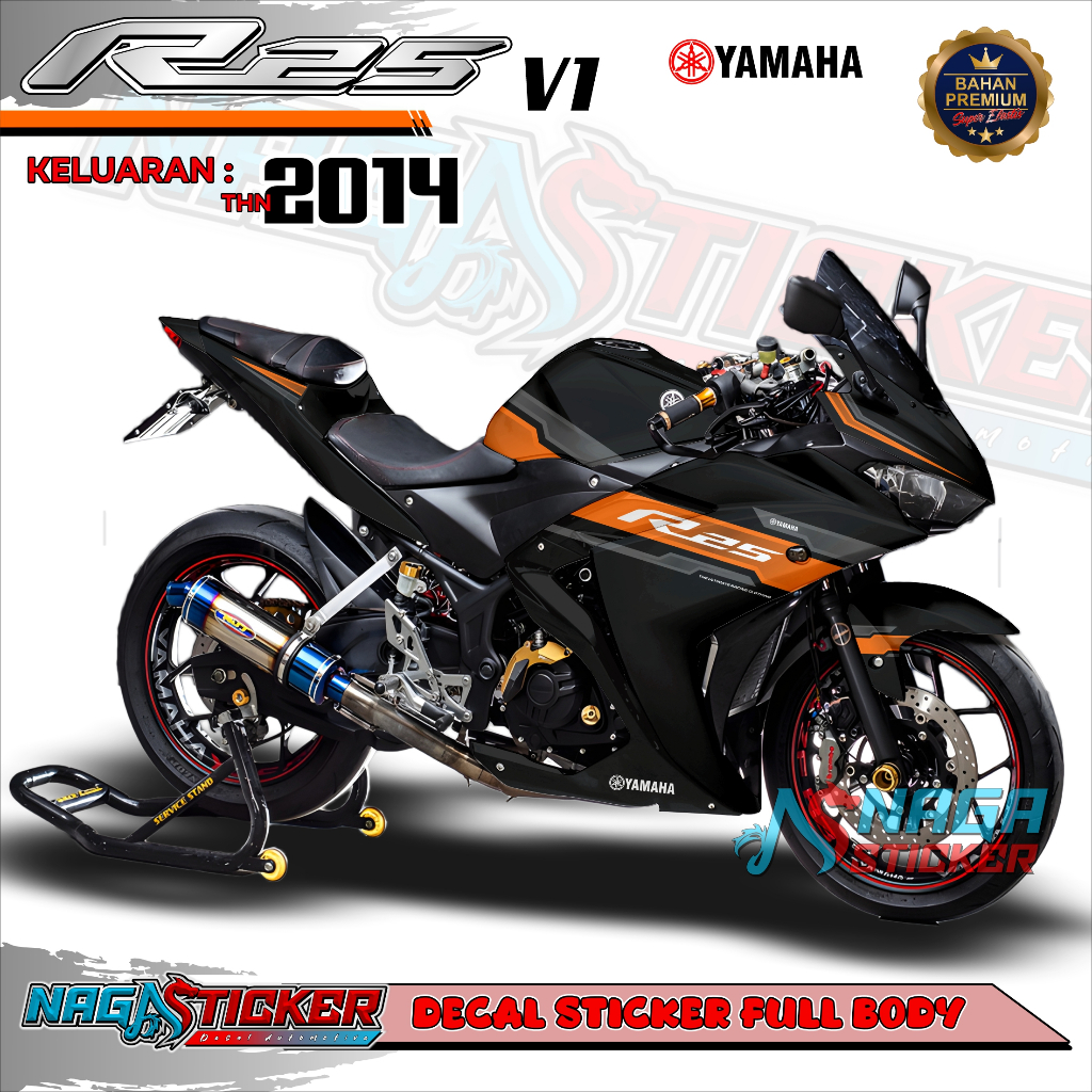 [COD] Decal Sticker Motor Full Body YAMAHA R25 OLD 2014 Motif Racemid Simple R2V15 Desain BisaCustom