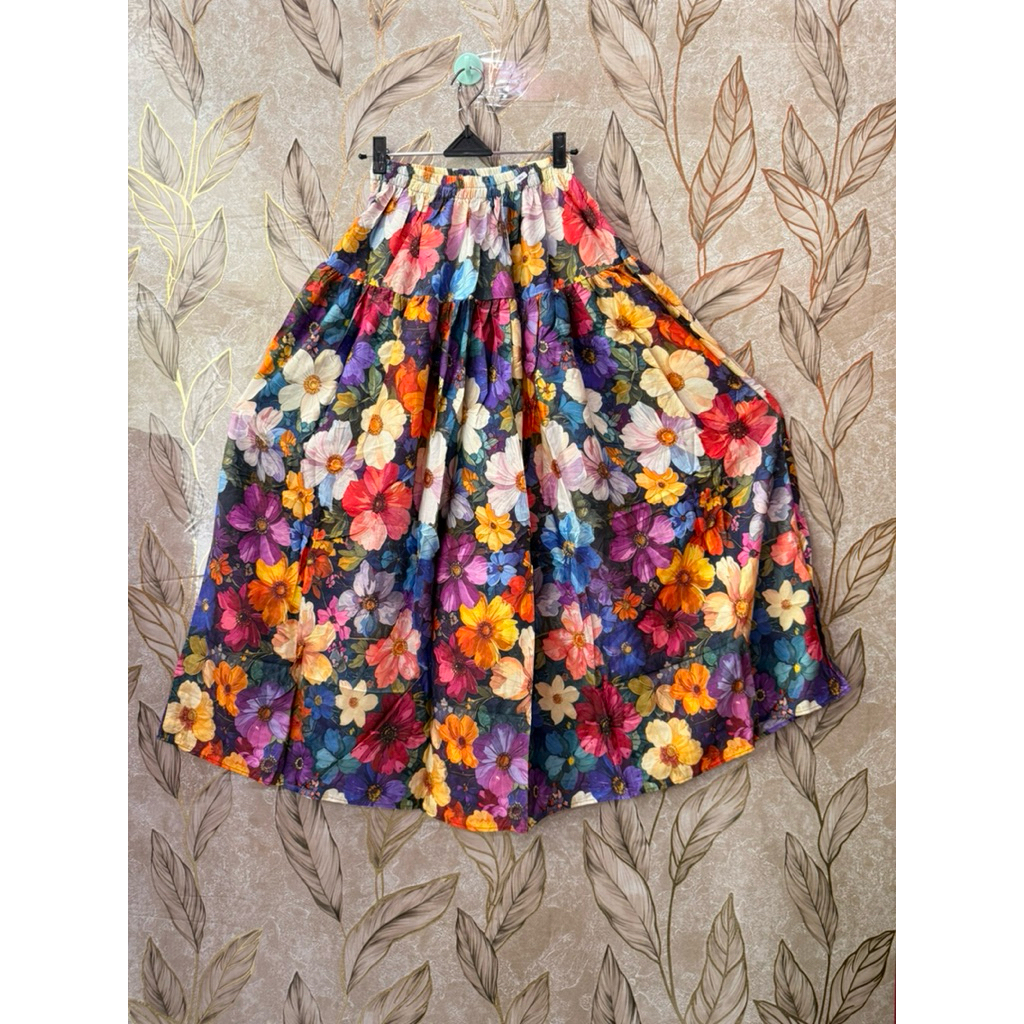 Rok bunga Wanita Rayon lokal Motif Bunga2 Free Size Panjang 95cm Trendy & Nyaman Dewasa Rayon Bahan 