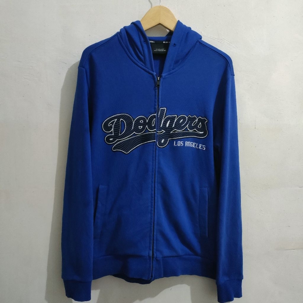 MLB Dodgers Los Angeles Script Bordir Zipper Hoodie L