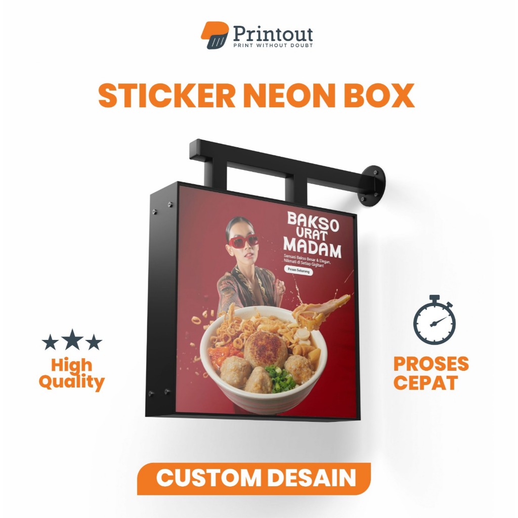 Printout Cetak Sticker Vinyl Neon Box/Sticker Backlite Per-Meter | Custom Sticker Vinyl Neon Box | D