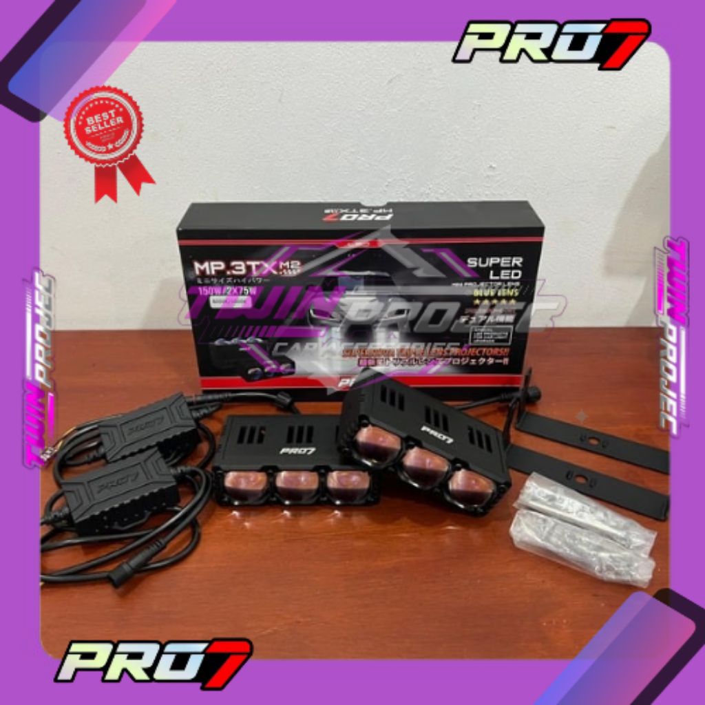 MINI PROJI PRO7 MP3TX M2 TRIPLE LENS 150W - PUTIH KUNING