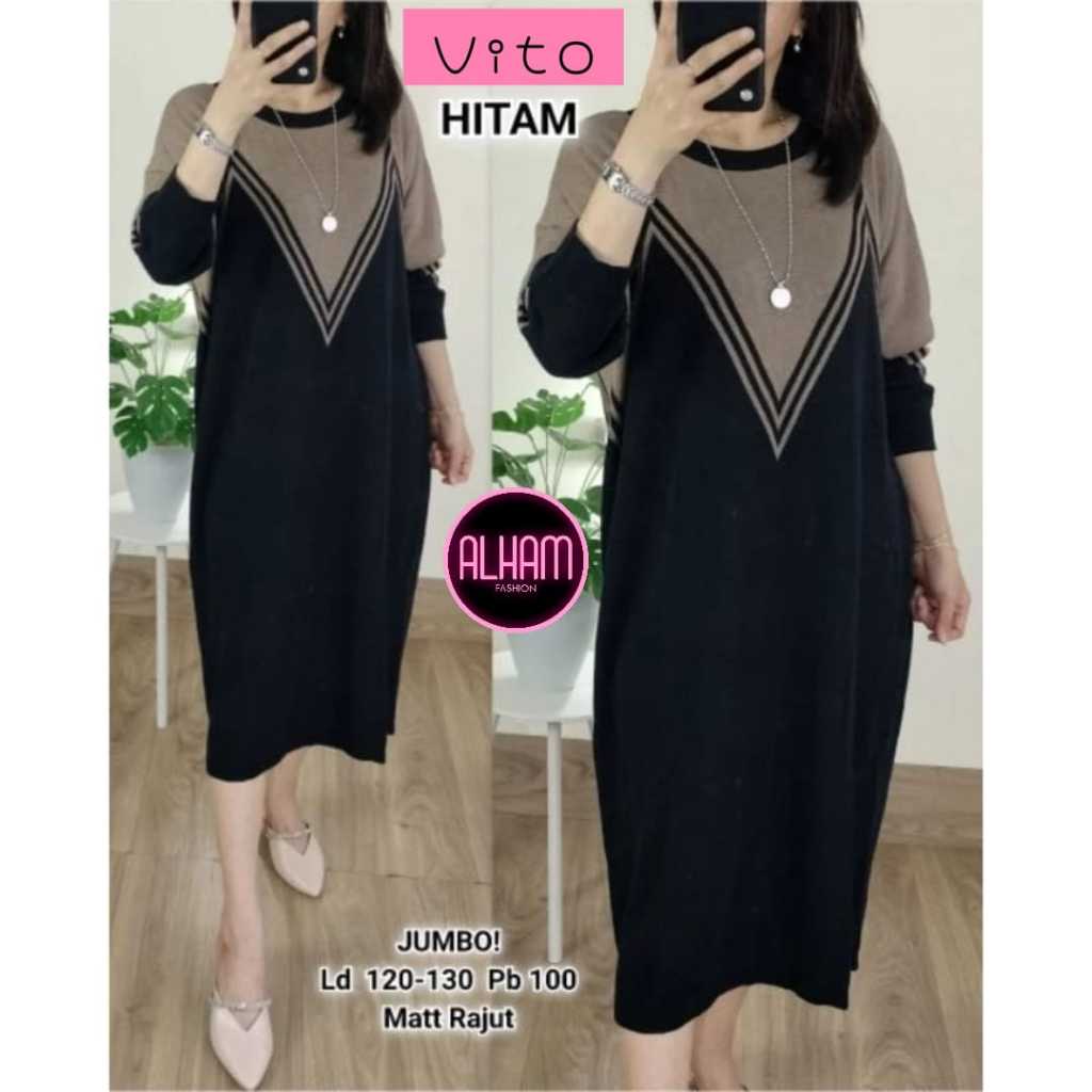 TUNIK RAJUT WANITA JUMBO LD 120 SIZE XXL PAKAIAN WANITA BAJU ATASAN LENGAN PANJANG KOREAN STYLE KEKI