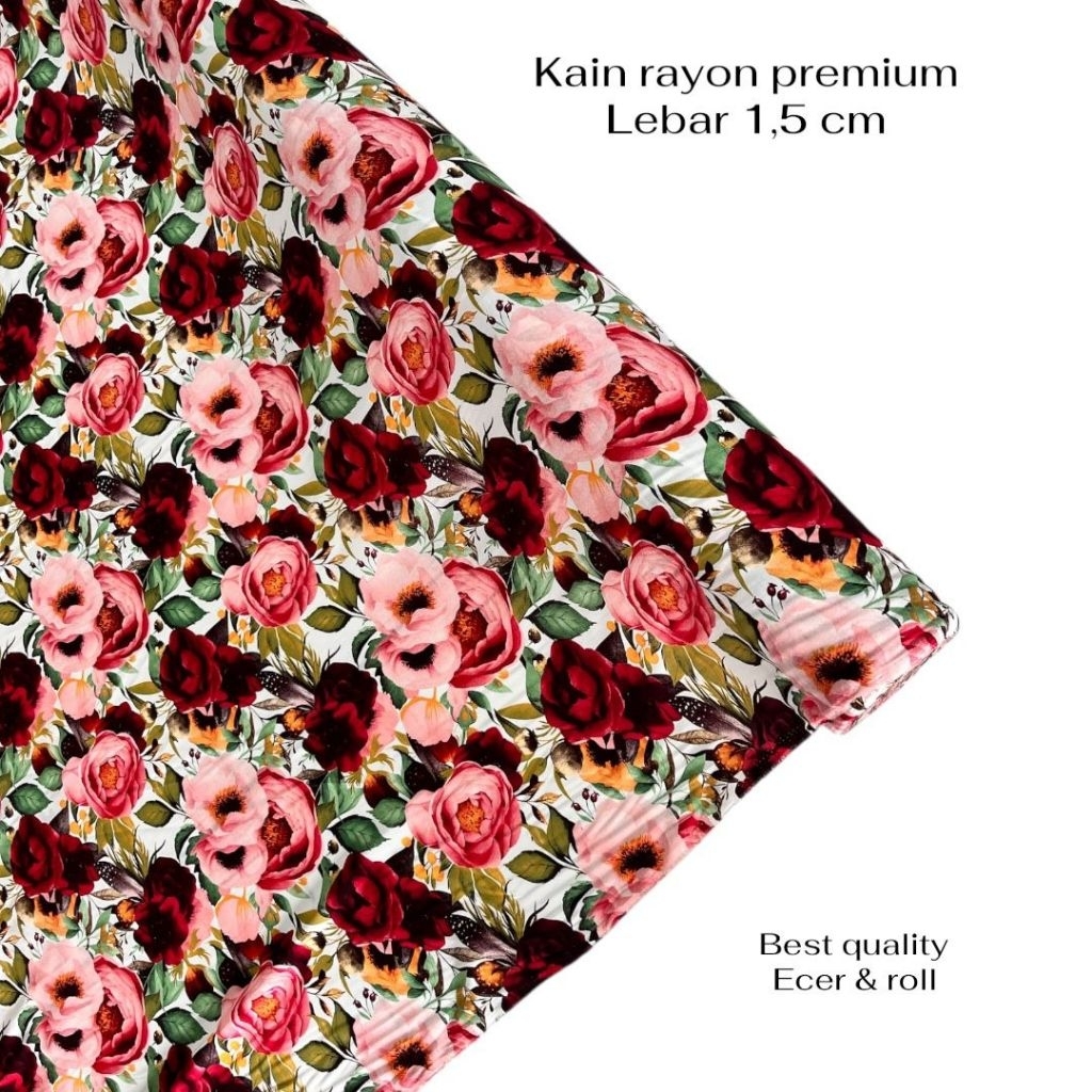 [ 0.5 Meter ] Kain Katun Rayon Motif Viscose Premium import Terbaru _Kain Rayon Eceran_Kain Rayon Pr