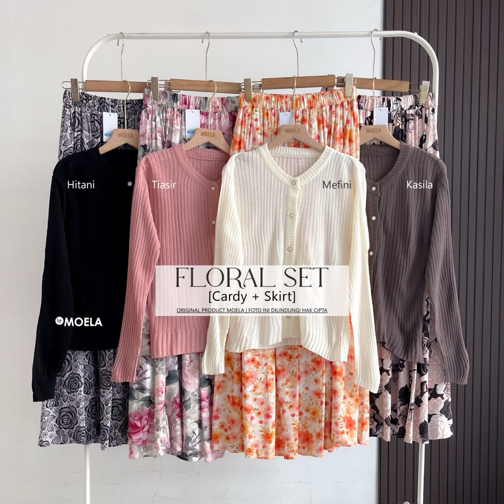 TIASIR SET BY MOELA SET CARDY POLOS + SKIRT MOTIF