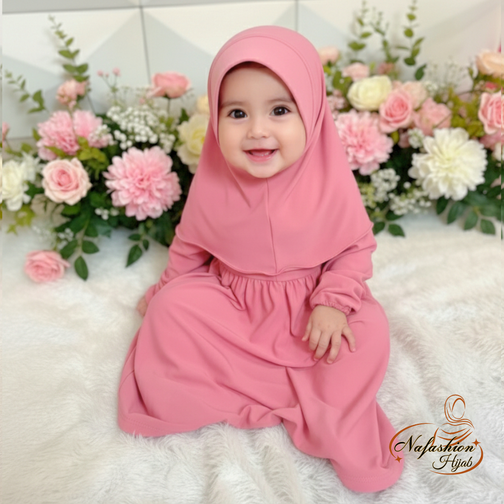 Set Gamis bayi perempuan BiLqis newborn  0 6 bulan