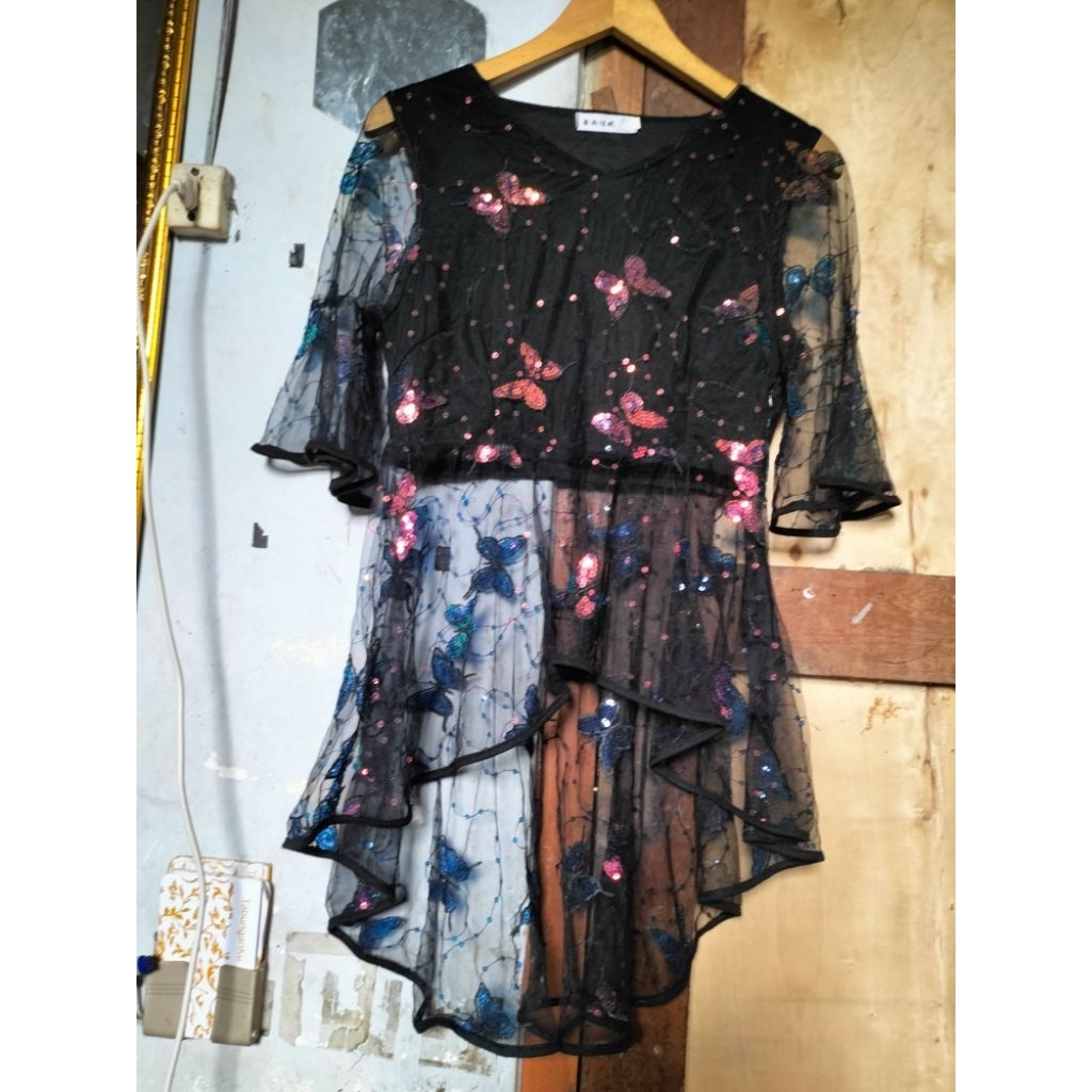 top atasan blouse bordir embordairy pesta party kondangan gereja natal ibadah Christmast tutu tile b