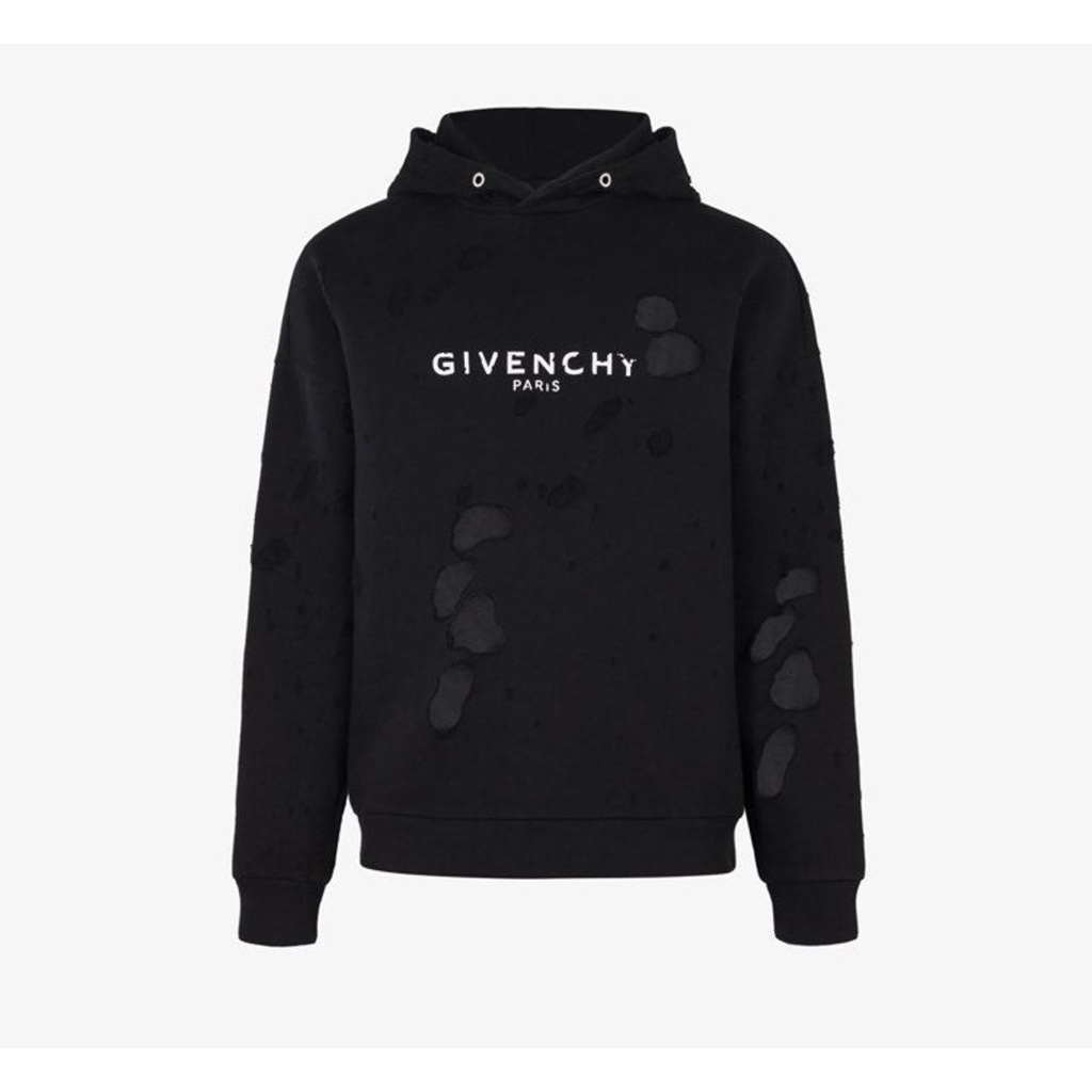 Hoodie givenchy destroyed distressed black