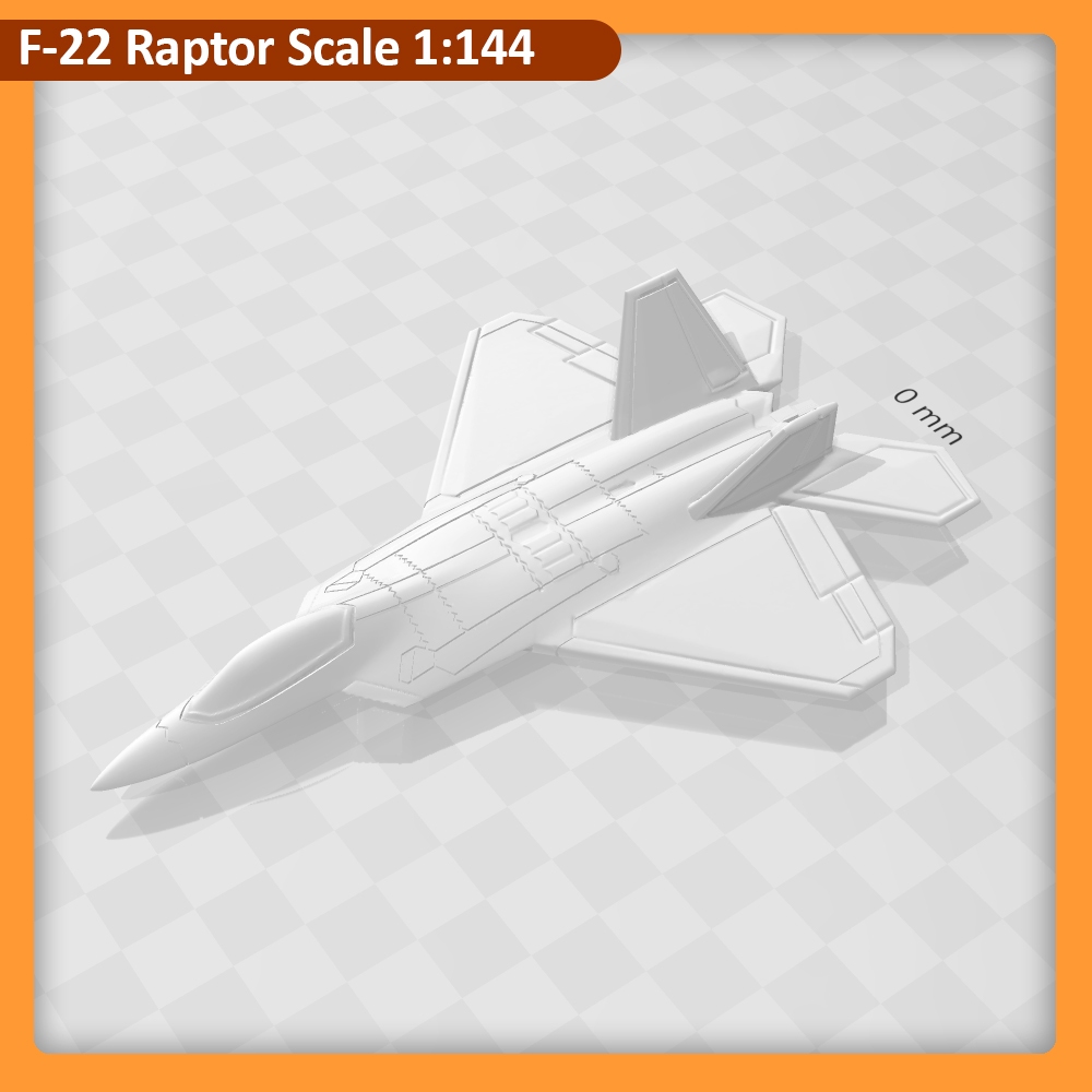 Miniatur Pesawat F-22 skala 144, 3D Print F22 Raptor