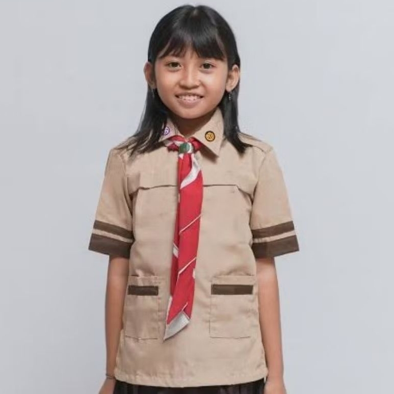 Baju Pramuka Siaga / Seragam Sekolah / Coklat Susu / Kopi Susu / Kain Oxford / Merk Dona Jaya #racun