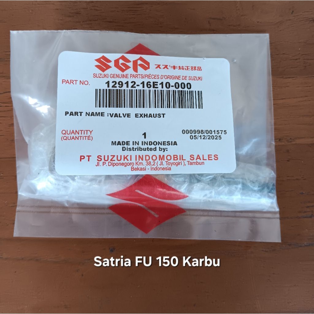 Kelep Pembuangan VALVE EXHAUST Suzuki Satria FU 150 Karbu Original SGP 12912-16E10-000