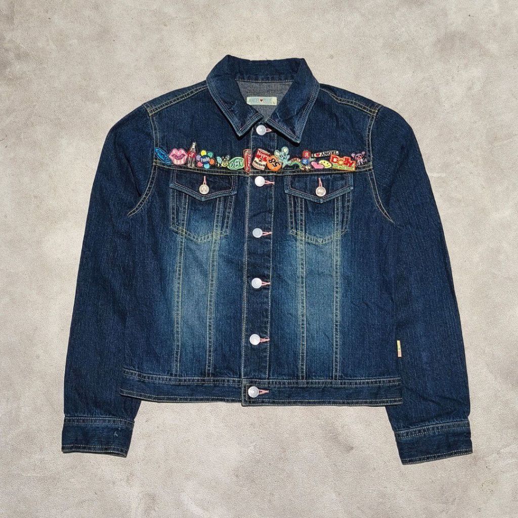 Jaket denim jeans trucksr wanita blue angel embroidery pop