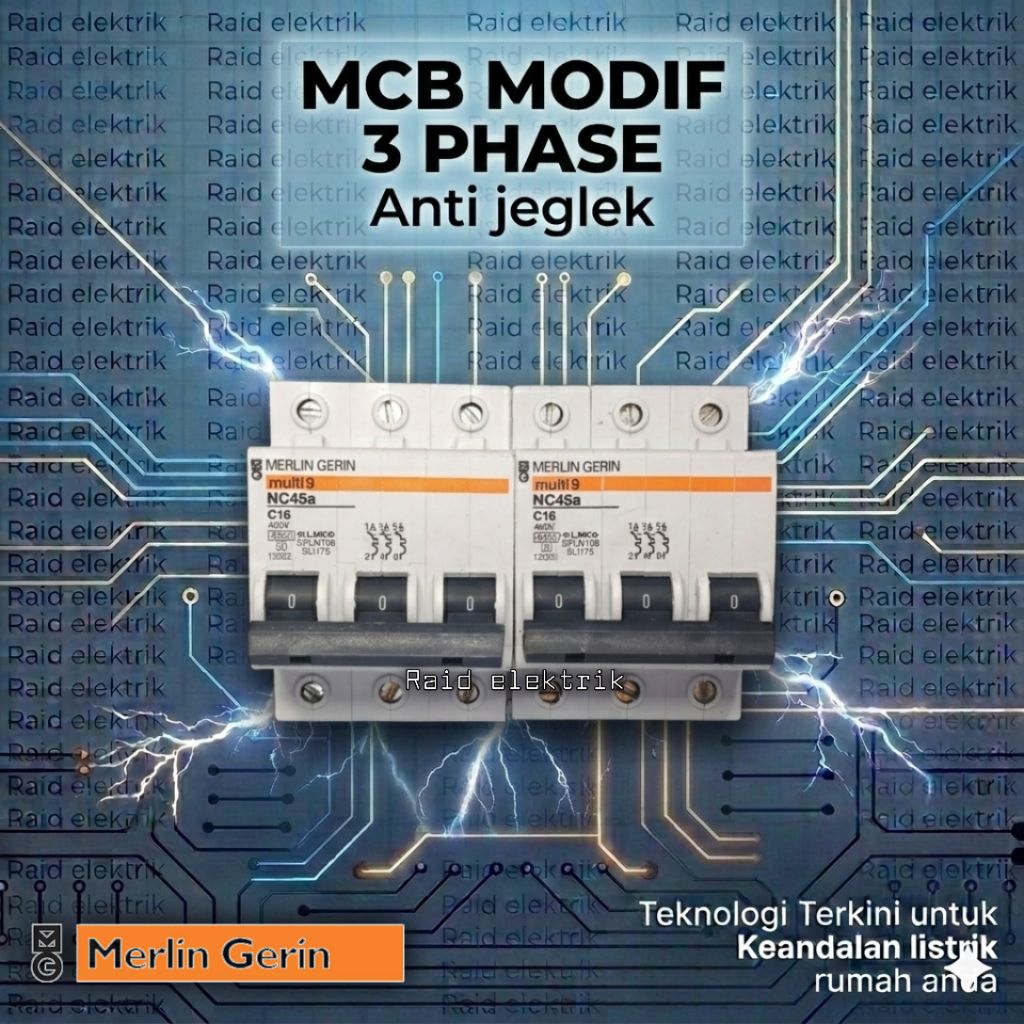 MCB modif Merlin gerin 3 Phase kepala hitam Anti jeglek