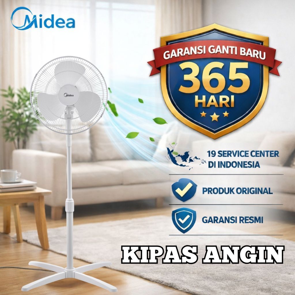 Midea| Kipas angin Stand | Kipas angin berdiri sirkulasi cepat | Kipas MFS160MOBDK