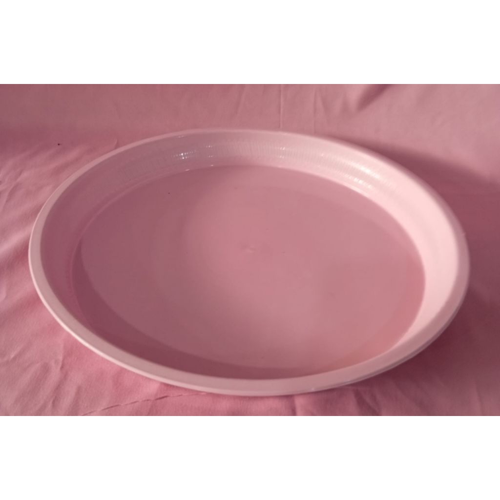 1 PCS NAMPAN PLASTIK BULAT PINK POLOS MURAH MERIAH