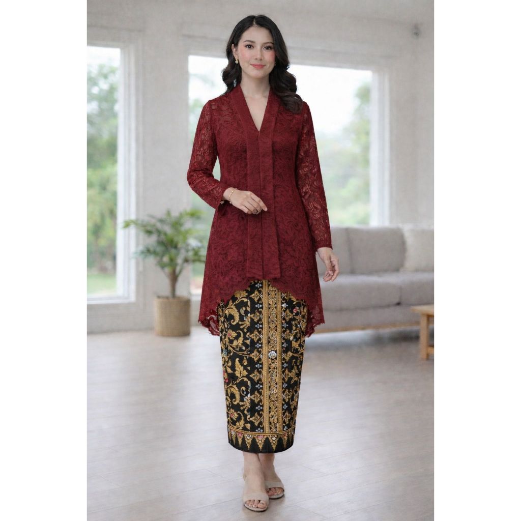 Setelan Kurung Melayu Polos Stelan Guru Untuk Ngajar Kebaya Kartini Brukat Modern Model Duyung Baju 