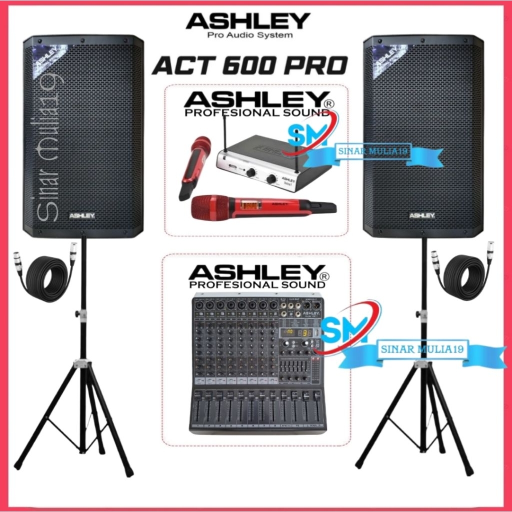Paket Sound System Ashley ACT 600 PRO Mixer Ashley Super M8 Pro Mic Wireless Ashley Voice 1 Original