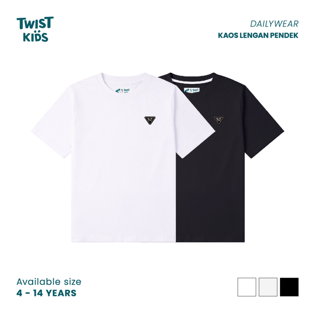 Twist Kids - Kaos Oblong Basic Polos Lengan Pendek Anak Laki Laki 4-14 Tahun