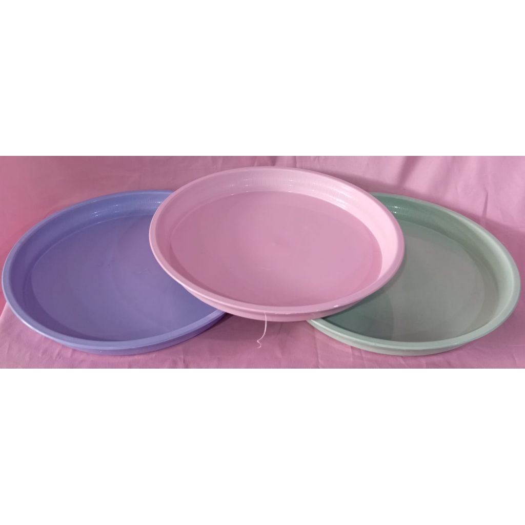 3 PCS NAMPAN PLASTIK BULAT CAMPUR POLOS MURAH MERIAH