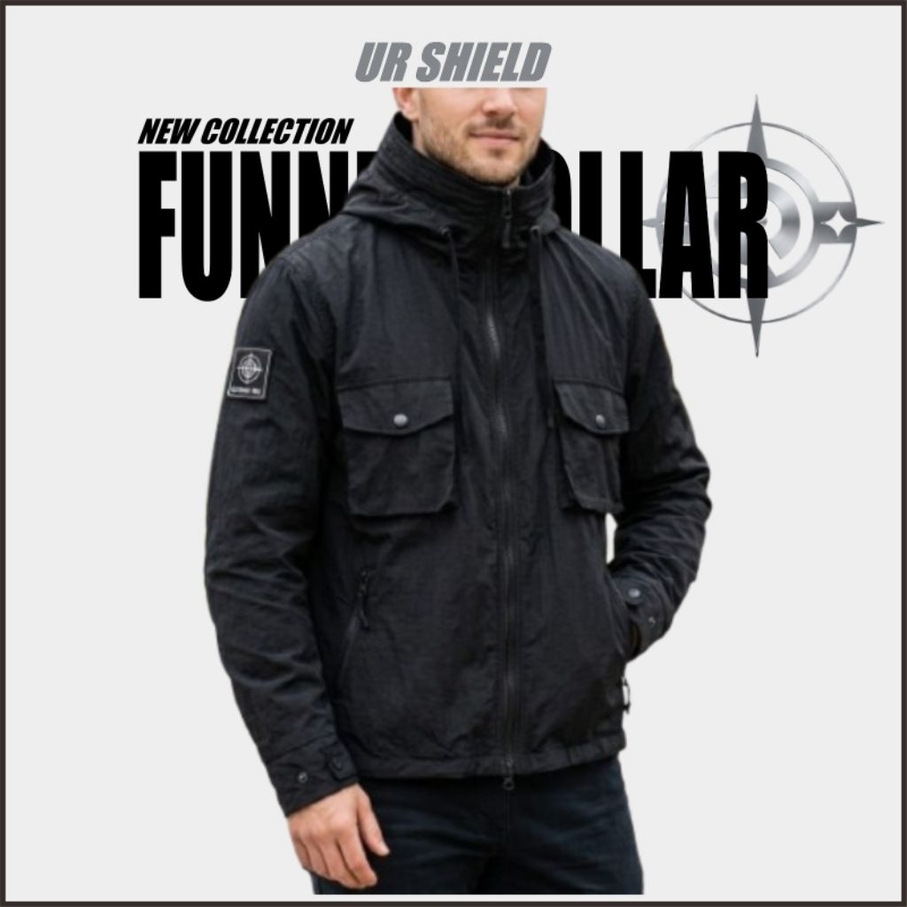 UR SHIELD - JACKET FUNNEL COLLAR (CORONG) CASUAL PRIA DUSKY CRINKLE
