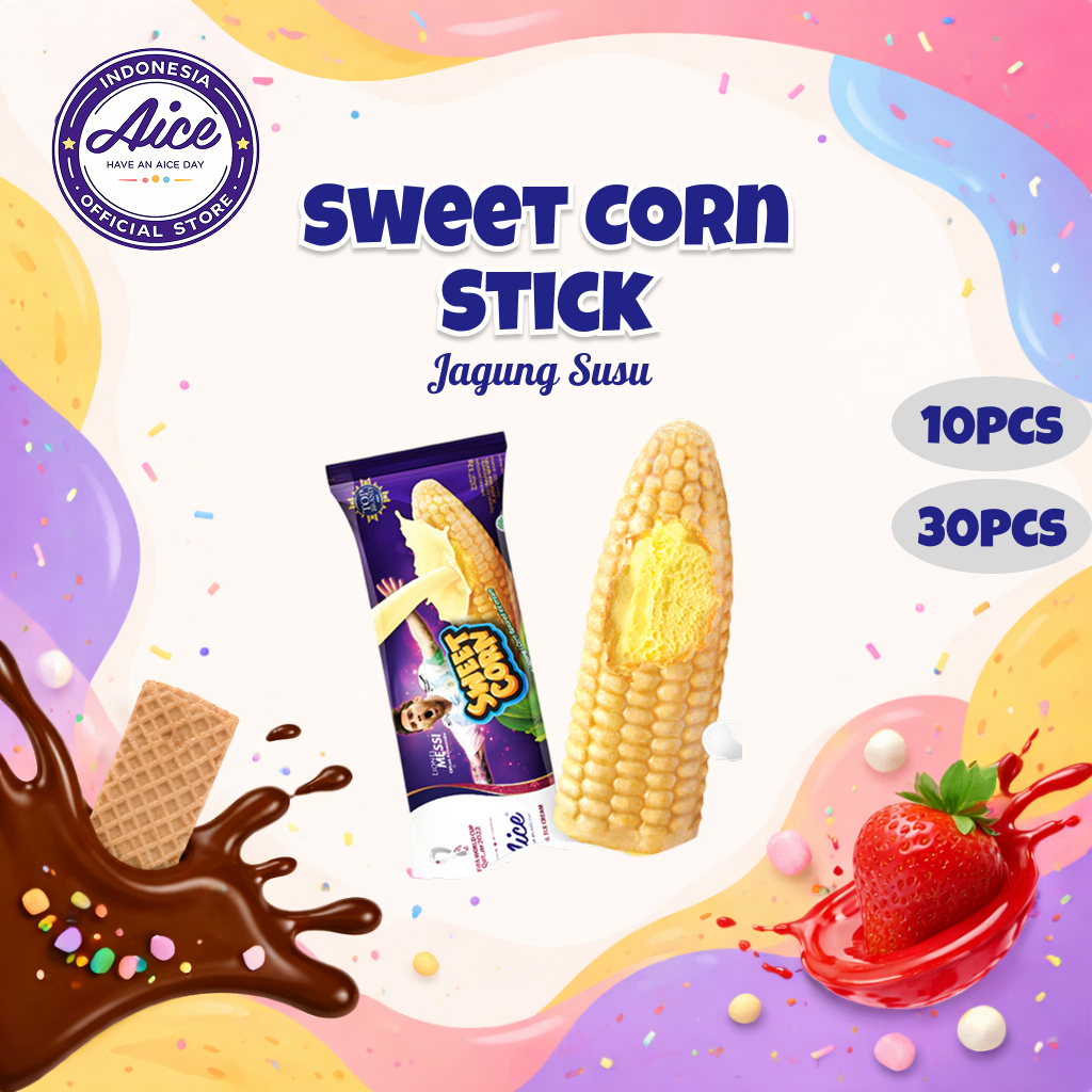 AICE Ice Cream Sweet Corn Stick 52gr x10 Pcs 20pcs 40pcs/Es Krim Rasa Jagung Susu