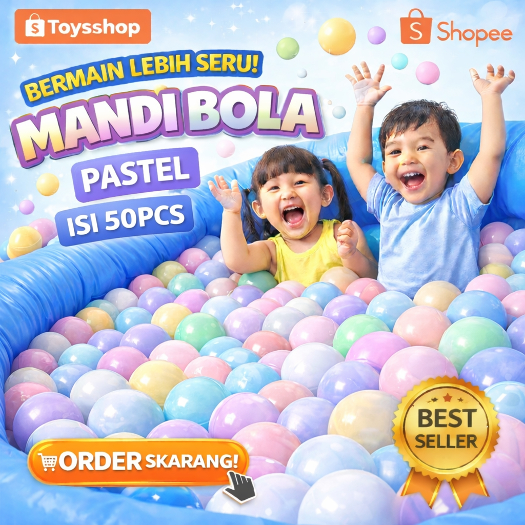 AQUATIC MANDI BOLA mandi bola warna PASTEL PREMIUM isi 50 pcs SNI - mandi bola warna  -  mandi bola 