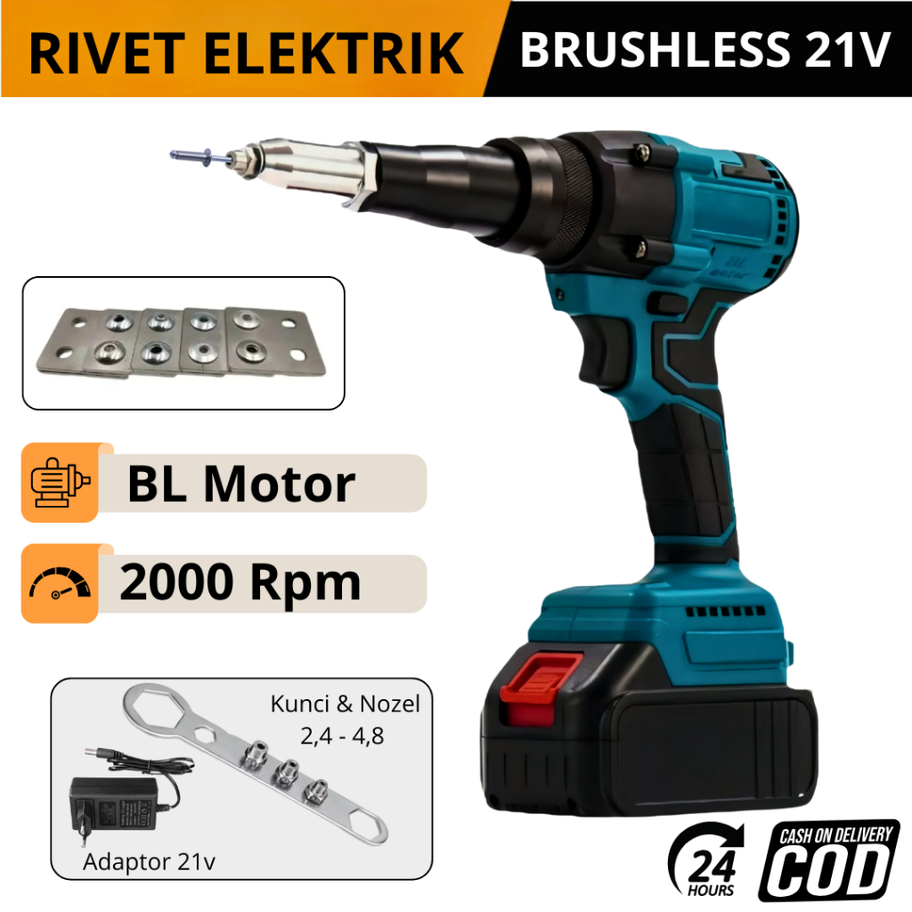 Cordless Rivet Gun Brushless 20 V 10 CELL Mesin Paku Rivet Baterai Riveting gun
