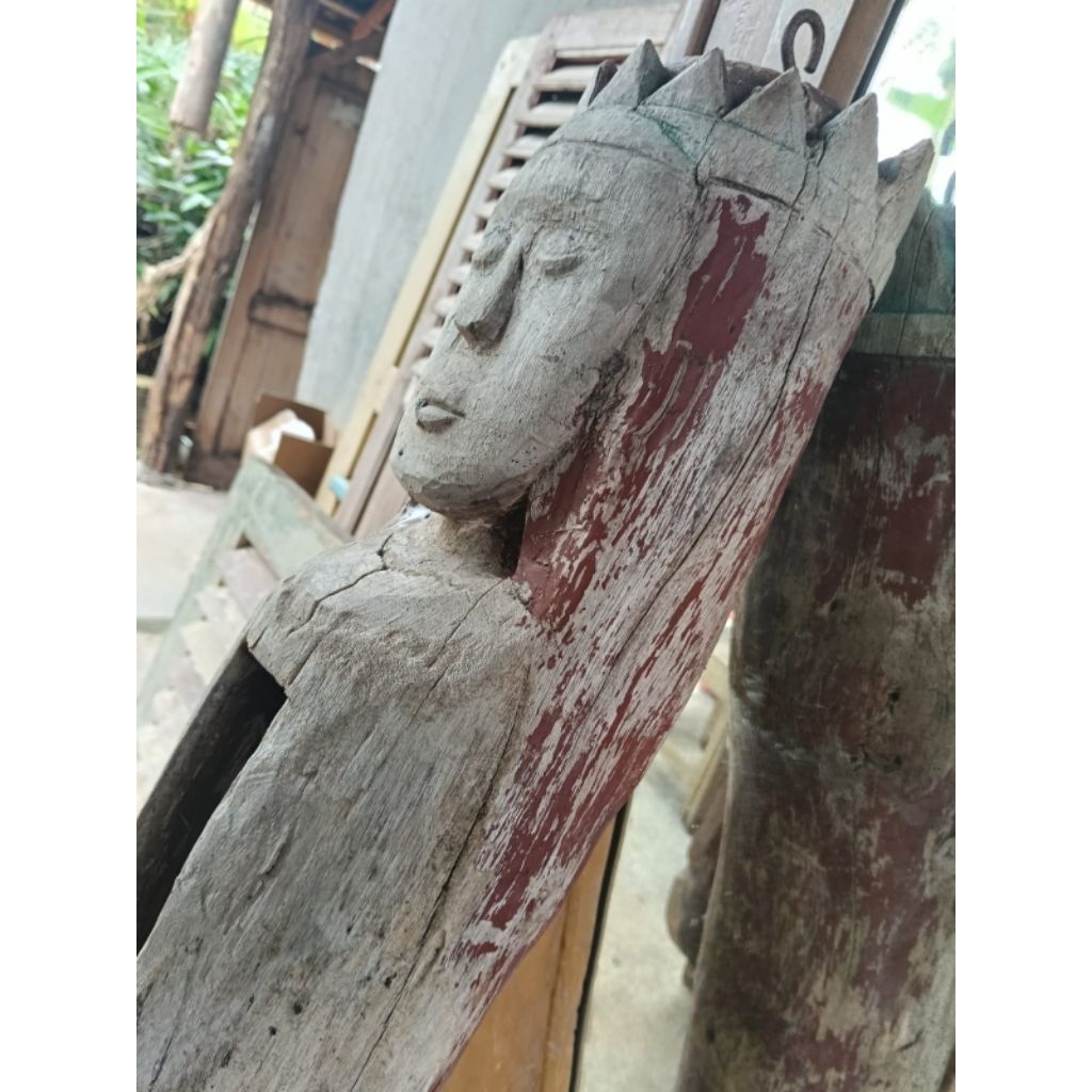 Kentongan kayu jati lawas erosi barang djadoel klasik antik ukir patung