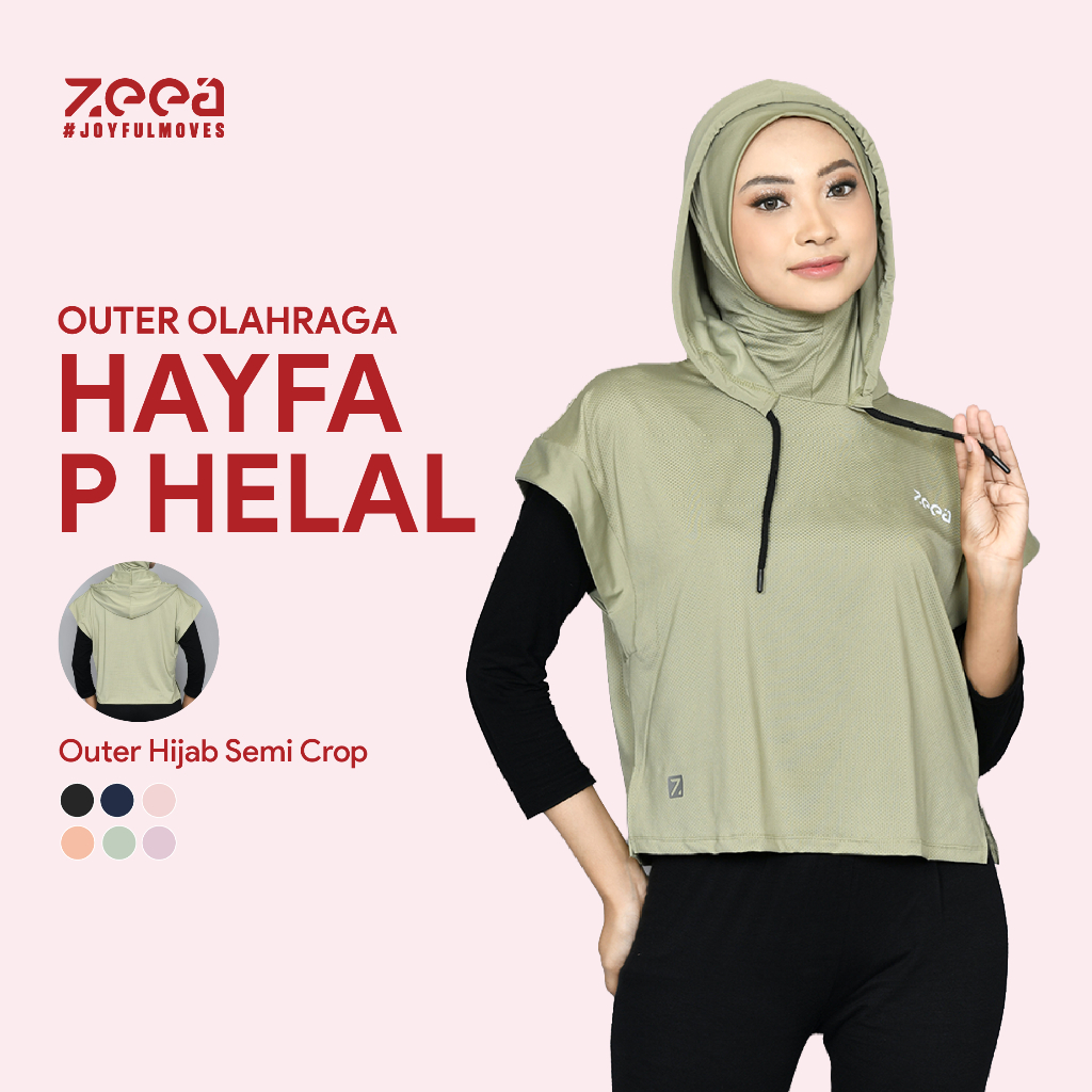 Zeea Outer Hijab Hoodie Sport Olahraga Wanita Hayfa P Helal