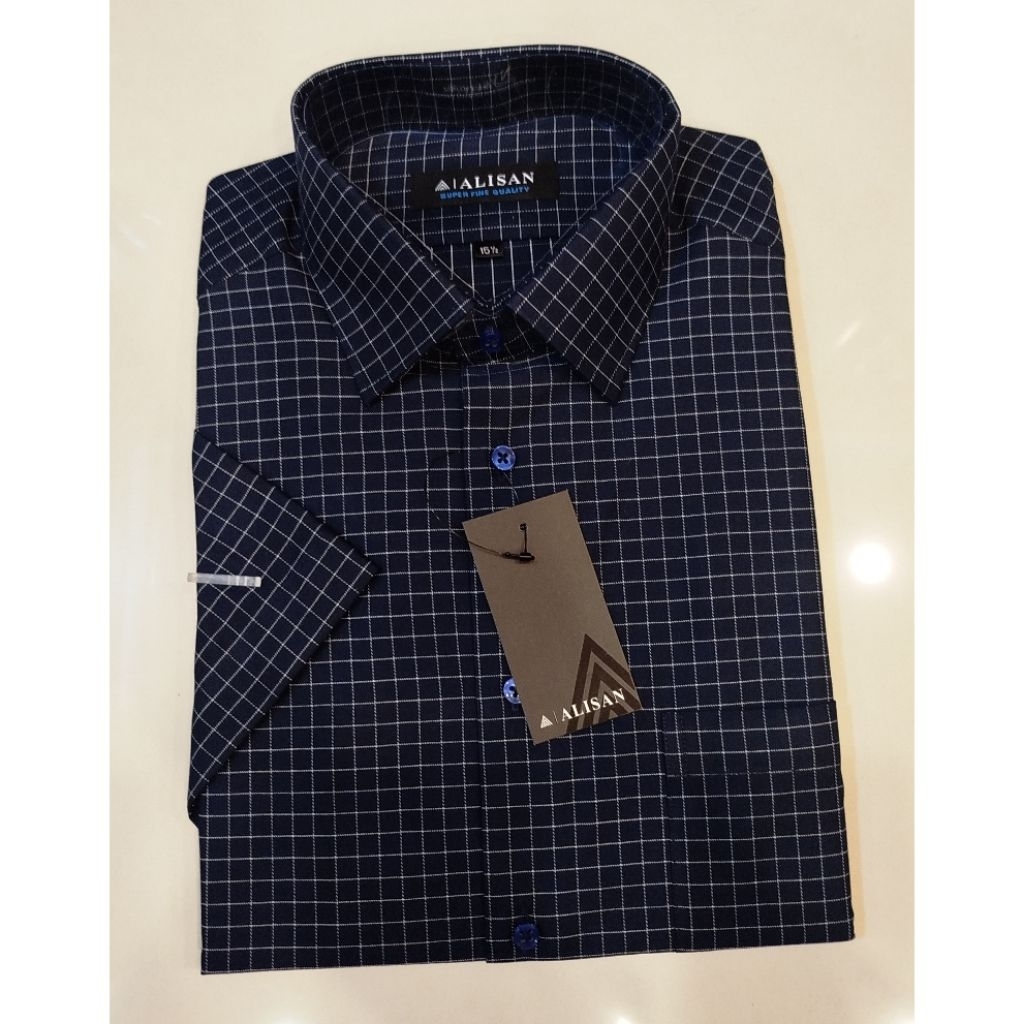 Kemeja Alisan Motif Kotak Kotak Lengan Pendek Reguler