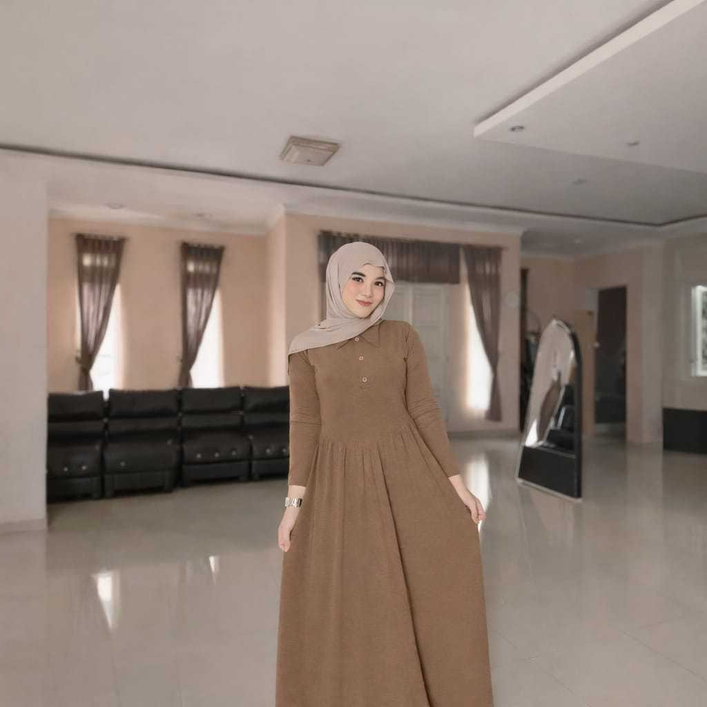 Kaleena Gamis Wanita Lengan Panjang Pendek Midi