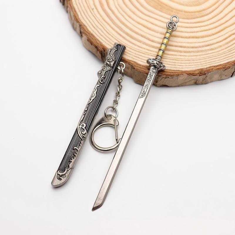 12cm Gantungan Kunci Pedang China Kuno Miniatur Pedang Tradisional Gaya Tang Liontin Gantungan Kunci