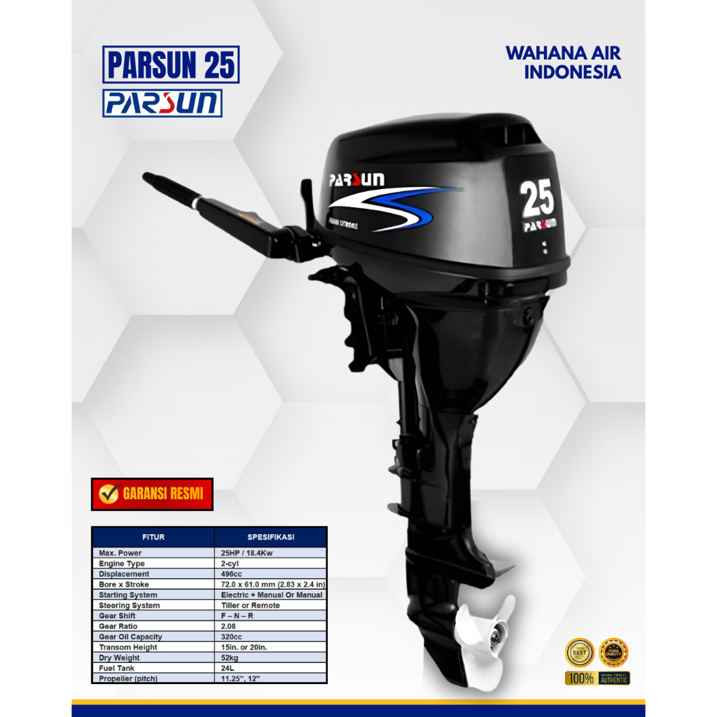 (BERGARANSI) 25PK MESIN TEMPEL PARSUN OUTBOARD