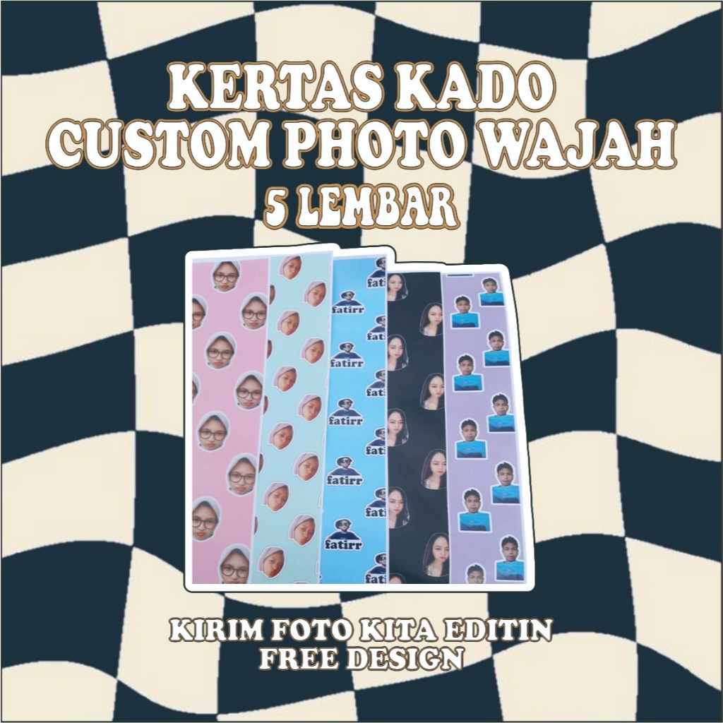 Kertas Kado Custom Foto Kpop Kertas Kado Custom Muka Sendiri 5 pcs