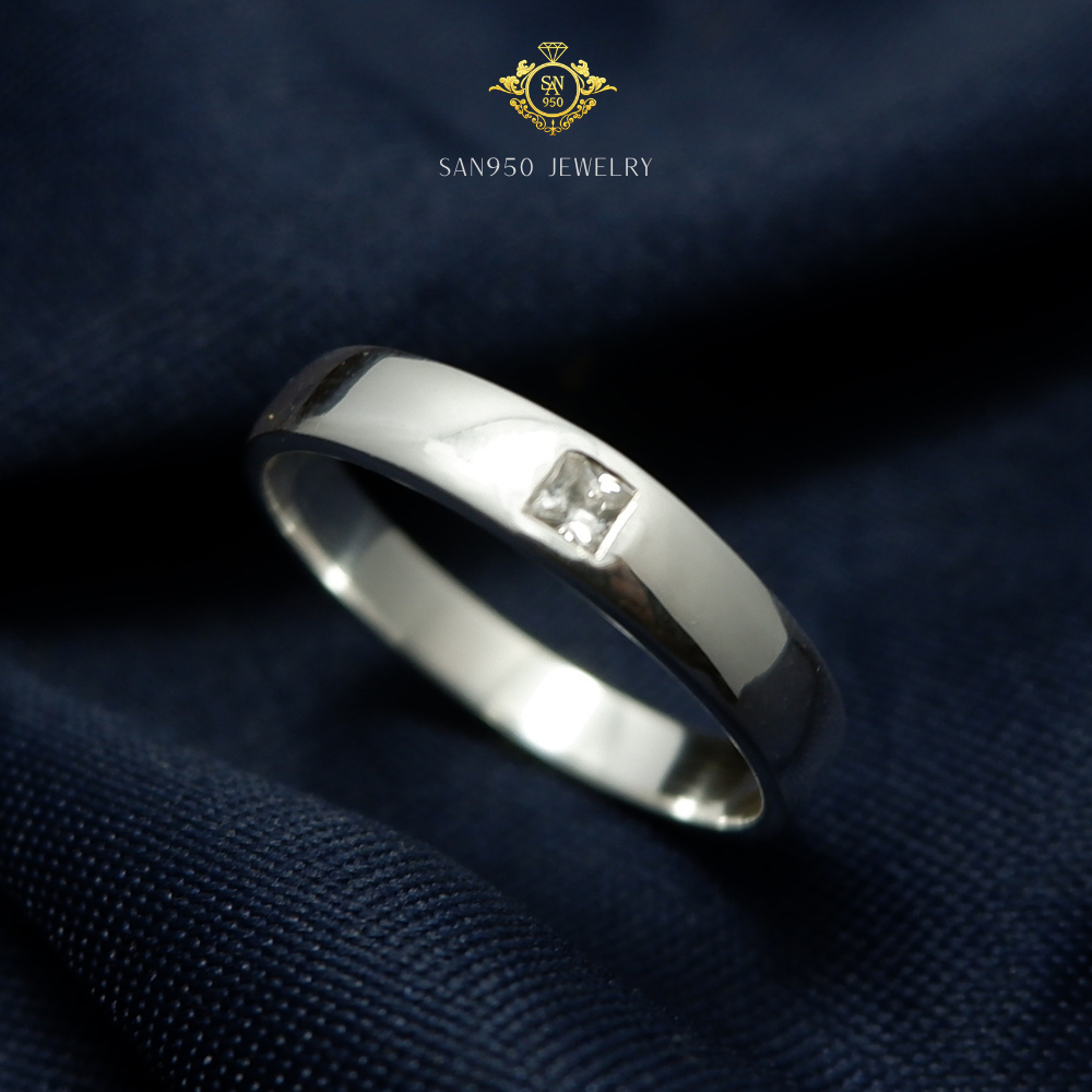 Cincin Nikah Wanita Emas Putih Handmade Premium Custom W119