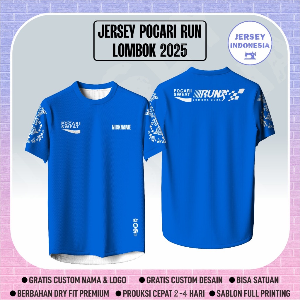 Baju Jersey Running POCARI SWEAT RUN LOMBOK 2025 – Gratis Custom & Berbahan Dryfit, Full Printing