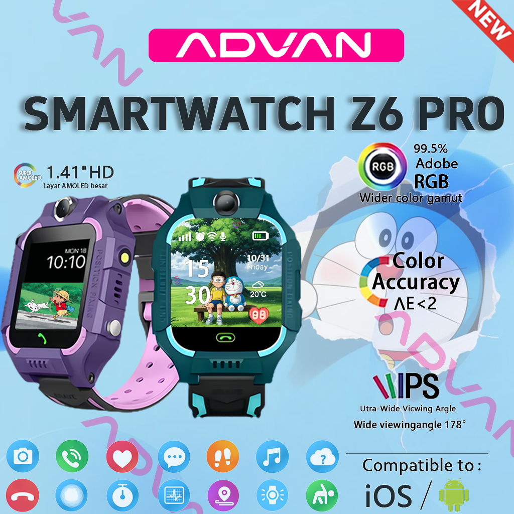 ADVAN Anti Air IP67 Jam tangan anak untuk telepon anak Gps Digital Smartwatch anak Waterproof Kids S